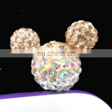 Wholesale custom rhinestone cell phone custom anti Mickey dust plug charm for iPhone MCD-0032