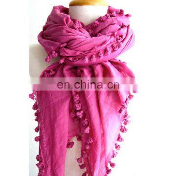 scarf cotton pom poms low custom price