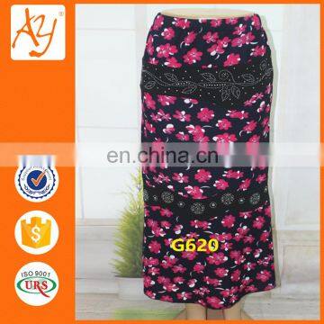 Wholesale price hot drilling flower print african style ladies cheap long skirts for women