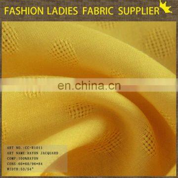 2014 light and soft fabric,100%rayon fabric,yellow rayon jacquard fabric