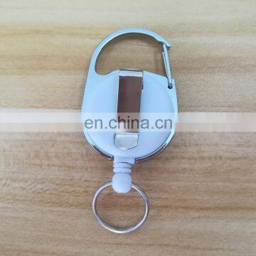 Custom 90Cm Reel Epoxy Dome Logo White Plastic Id Badge Holder With Belt Clip photo-2