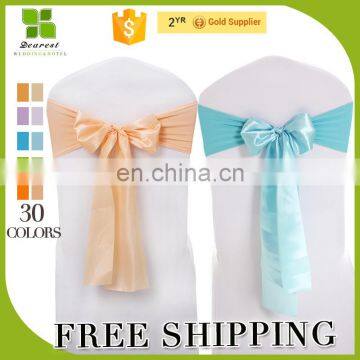 factory price satin fabric wedding Chair Bands,blue Spandex Chair Sash elastic chair bow for banquet Wedding Decoration