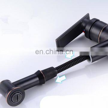 Pull Down Black Vintage Lavatory Basin Sink Faucet Pull Out Basin Mixer Tap for Above Counter Basin photo-2