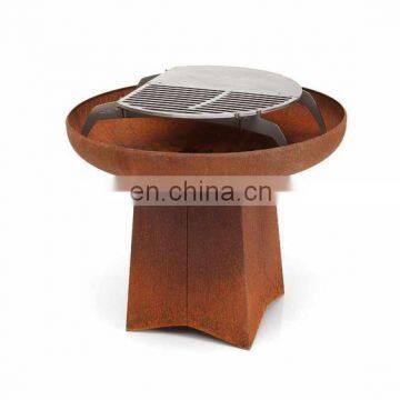 Mini Outdoor Corten Steel BBQ Fire Pit with grill