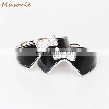 Black dog collar rhinestones bling bow tie collar for pet