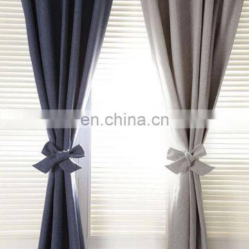 Good Quality Modern Luxury Cotton Linen Fabric Solid Colour Thicken Decorative Home Textile Blackout Curtain photo-2