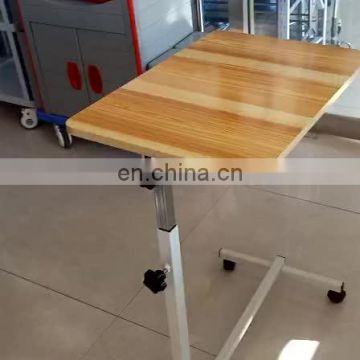 Good quality adjustable height hospital overbed table with wheel