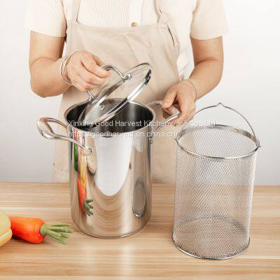 Soup Pot Asparagus Pot Capsuled Aluminum Induction Bottom With Glass Cover and Basket 16*24CM 4L ；20*24CM 7.5L photo-2