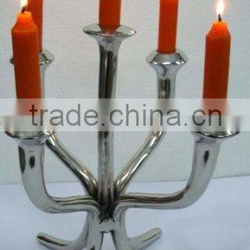 5 Lite Silver Christmas Candelabra, 5 Lite Christmas Candle Holder Candelabra