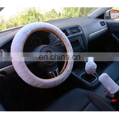 Universal Steering wheel Plush Car Winter fur Hand Brake Gear Cover Set Car Accessories Steering Wheel Covers