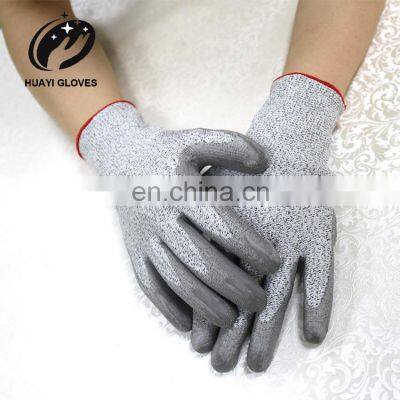 Gray PU Coated Sharp Cut Resistant Gloves Fish Handling Gloves