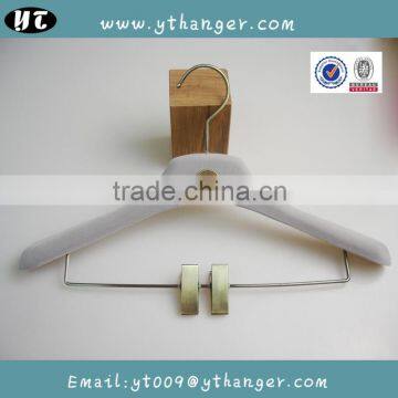 HA7027 plastic hanger for suit with pants clips velvet flocking hanger                        
                                                                                Supplier's Choice