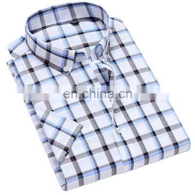 Classic simple men's casual cotton plaid shirt boys fashion  brand wild check short sleeve shirt plus size clothes