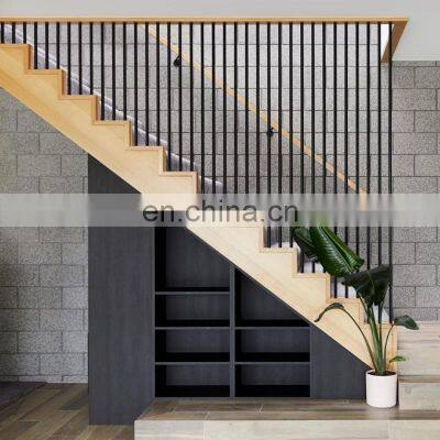 Custom steel rod balustrade american red oak stairs