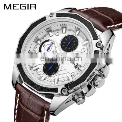 Megir ML2015 Casual Mens Quartz Wrist Watches Custom Logo Fashion Leather Designer Watch Brands