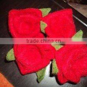 Felt Red Rose Flowers