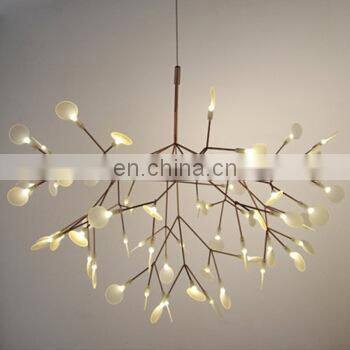 Post Modern Tree Leaves Pendant Lamps Nodric Branches Design Leaf LED Chandelier Sputnik Firefly Hanging Lights