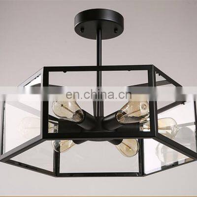 Amazon Farmhouse Light Fixtures Ceiling, Semi Flush Mount Close to Ceiling Light Fixture Industrial Wood Chandelier Lighting photo-3