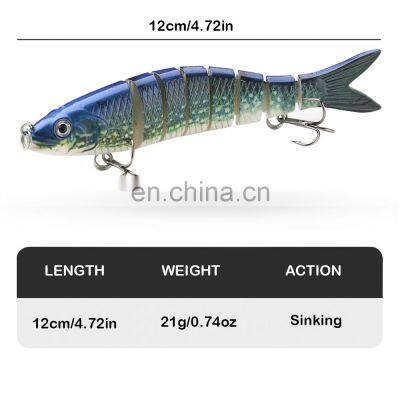 JOHNCOO Hard Plastic 8 Segments 120mm Jointed Swimbait Simming Action Multi Jointed Lures Kits 3pcs photo-2