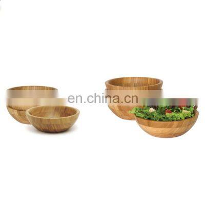 Friendly Spun Candy Bamboo Wooden Serving Lunch Plates and Bowls Fiber Mixing Fiber Antique Natural Large Shallow Bowl Set photo-4