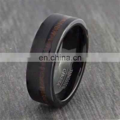 Black Wood GrainStainless Steel Ring Men's Fashion Ring Accessories photo-2