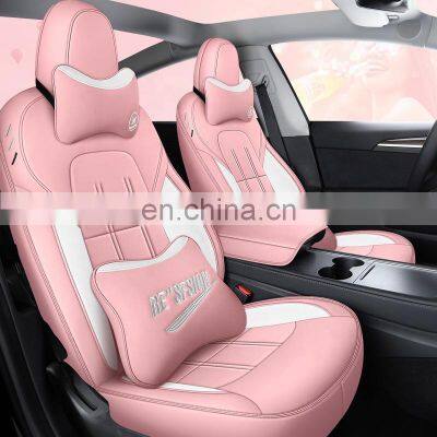 2021 Luxury Car Seat Cover for Tesla Model 3 Car Leather Seats Cover Customized Car Accessories Front Rear Seat Cover