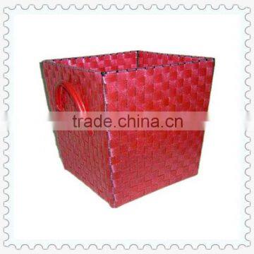 PE band woven handle plastic basket