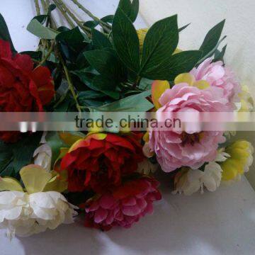 Artificial mix colors blossom peony flowers