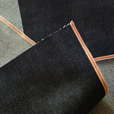 13oz Right Hand Twill Selvedge Denim Fabric Manufacturers Orange Selvage Denim Slubby Jeans Cloth W283021