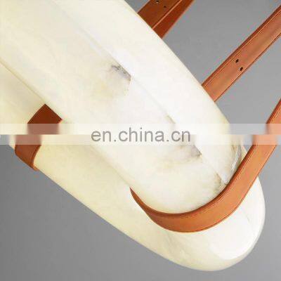 Simple Hanging Pendant Light Round Luxury Modern Alabaster Led Chandelier For Living Room Home photo-2
