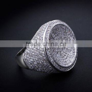 Round Shape CZ Micro Pave Setting Wedding for Bride Very Big Deluxe Statement Ring photo-4