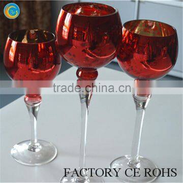 online hot selling red goblet long sticked wedding candle holders