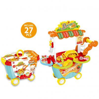 Kitchen Chief Toys Fast Food Role Play Cooking Game Trolley Plastic Cutlery Cart photo-4