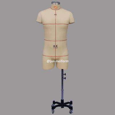 Junmei Europe Standard Size 40 Male Half Body Dress Form Fiberglass Upper-Body Sewing Tailoring Men's Half Torso Mannequins