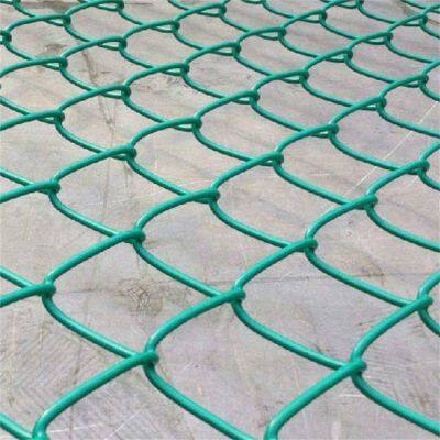 Green Power Coated Chain Link Fencing Diamond Mesh Fence for Sports Fields and Playgrounds