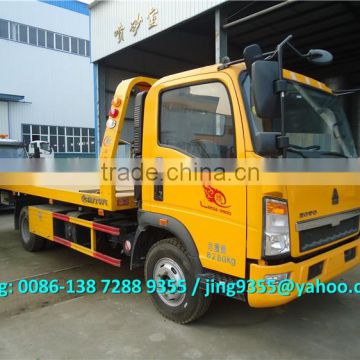 2016 Hot Selling HOWO 4x2 mini under lift wrecker truck, 3 ton flatbed wrecker truck towing truck with low price