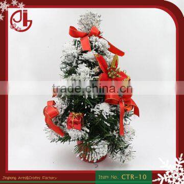 30cm Height Small Snowing Christmas Tree With Red Bowknot Party Decoration
