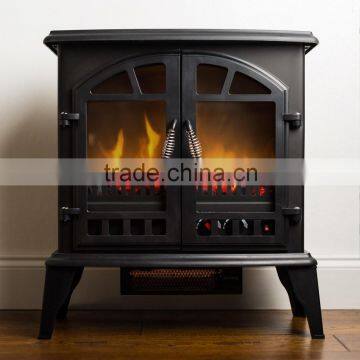 22" Classic Flame Matt Black Antique Electric Fireplace Heater