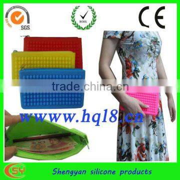 Fashion silicone purse ladies with zipper style