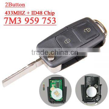 High Quality 3 button 7M3 959 753 Flip remote key with 433MHZ for vw