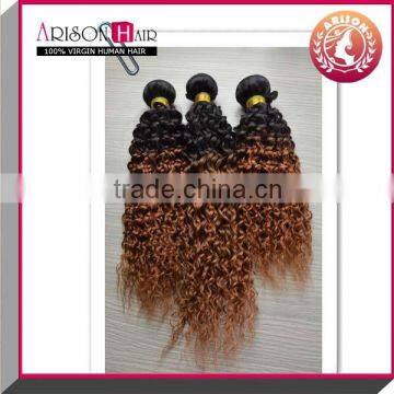 Factory Direct Sale 16 18 20 Inch Two Tone Ombre Colored Hair Weave Bundles With Closure