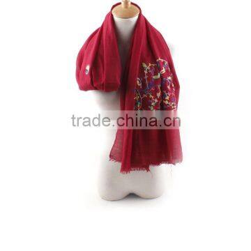 Retro Vintage Long Style Paisley Embroidery Cotton Hijab Ladies' Scarf