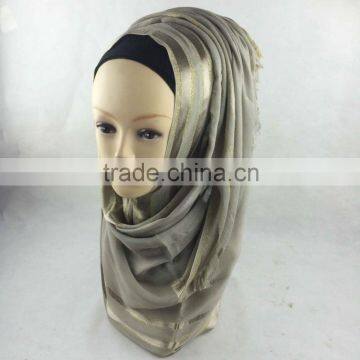 New Hijab Golden Shimmer Striped Viscose Islamic Scarf Quality Choice photo-2