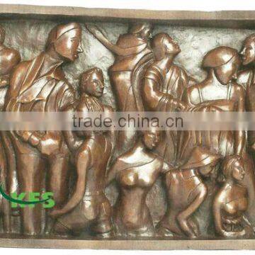 Bronze relief sculpture of couple love