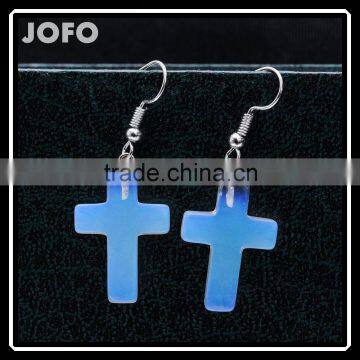 2016 New Factory Direct Natural Stone Opal Cross Drop Earrings SMJ0148