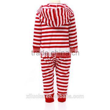 Long Sleeve Red and White Stripe Outfits Wholesale Baby Clothes Cotton Fabric photo-2