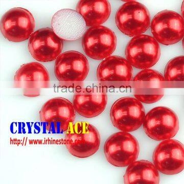 7mm light siam hot fix half round pearl, platstic ABS material hot-fix transfer dome for clothes