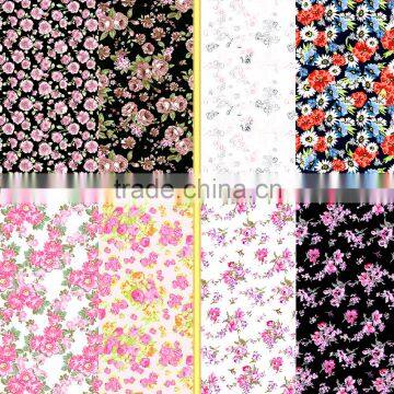 Flower designs painting fashion dress fabric / 4 way stretch nylon lycra spandex print underwear fabric with flower