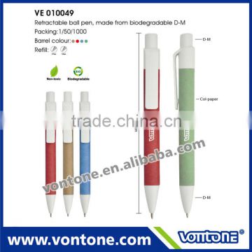 Promotional retractable ball pen biodegradable corn pen