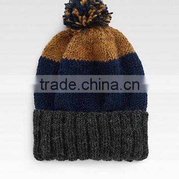 knit hat with ball top for men